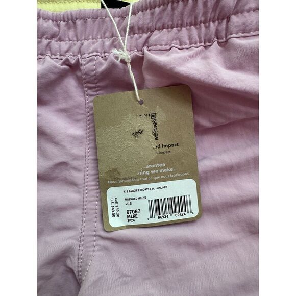$49 Girl's Youth Patagonia Unlined 4" Baggies Milkweed Mauve Shorts Sz Large 12 - Picture 4 of 8